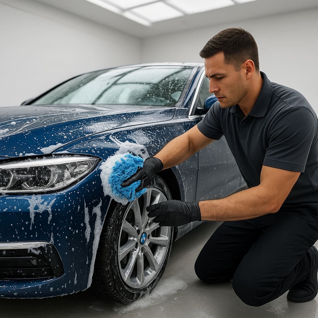 Técnico realizando detailing en estudio